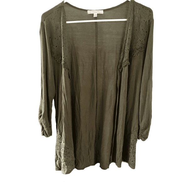 G COLLECTION Army Green lightweight Open Cardigan-size L - Picture 1 of 5